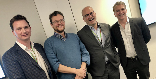 From left, Jakob Zeidler with EU Business Unit colleagues Eric Heldring and Hipolit Gabalda, and Executive Vice President Zan Northrip.